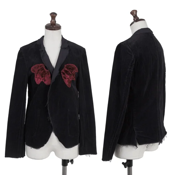 COMME des GARCONS Motif Patch Dyed Velour Jacket Navy S K-175306_001