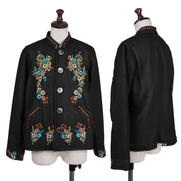 tricot COMME des GARCONS Floral Embroidery Padded Chiffon Jacket Black S K-175309_001