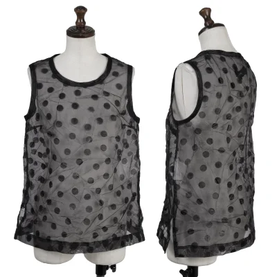 tricot COMME des GARCONS Flocked Dots Crinkled Sheer Tank Top