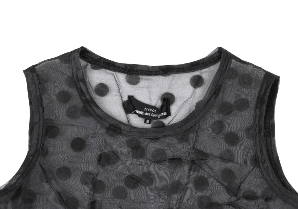 tricot COMME des GARCONS Flocked Dots Crinkled Sheer Tank Top K-175314_003
