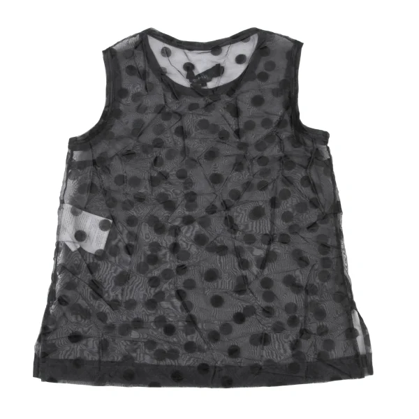 tricot COMME des GARCONS Flocked Dots Crinkled Sheer Tank Top K-175314_007
