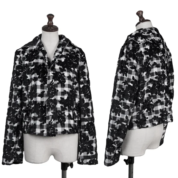 robe de chambre COMME des GARCONS Floral Flocked Check Jacket White,Black M K-175316_001