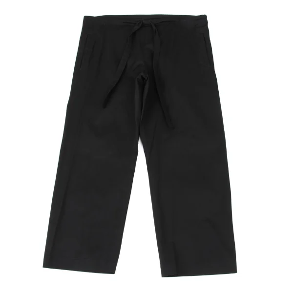 Yohji Yamamoto FEMME Stretch Cotton Drawstring Pants Black 1 K-175325_001