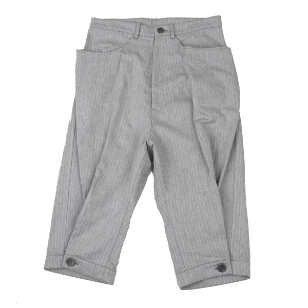 Y's Cotton Herringbone Dropped Crotch Pants Grey 1 K-175327_001