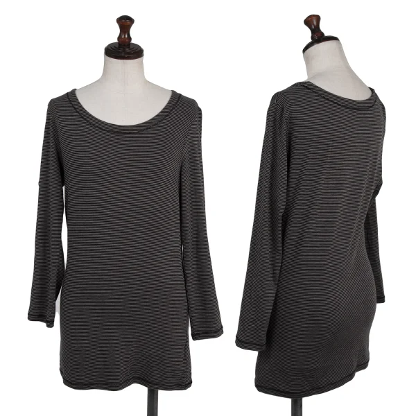 Y's for living Brushed Stripe T Shirt Charcoal S-M K-175333_001