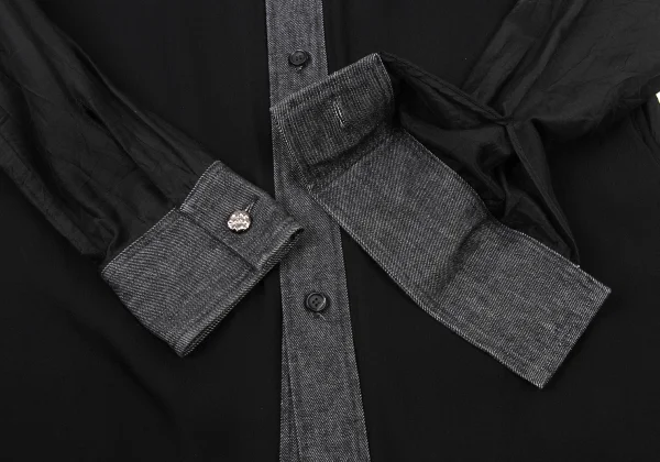 Yohji Yamamoto FEMME Cotton Silk Dungaree-Panel Shirt K-175337_008
