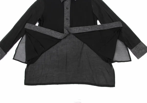 Yohji Yamamoto FEMME Cotton Silk Dungaree-Panel Shirt K-175337_011