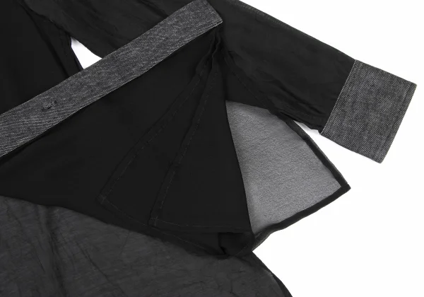 Yohji Yamamoto FEMME Cotton Silk Dungaree-Panel Shirt K-175337_012