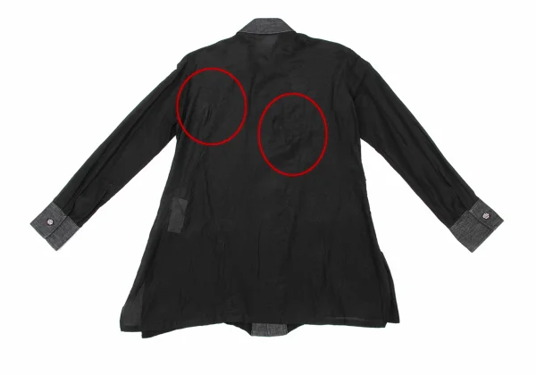 Yohji Yamamoto FEMME Cotton Silk Dungaree-Panel Shirt K-175337_013