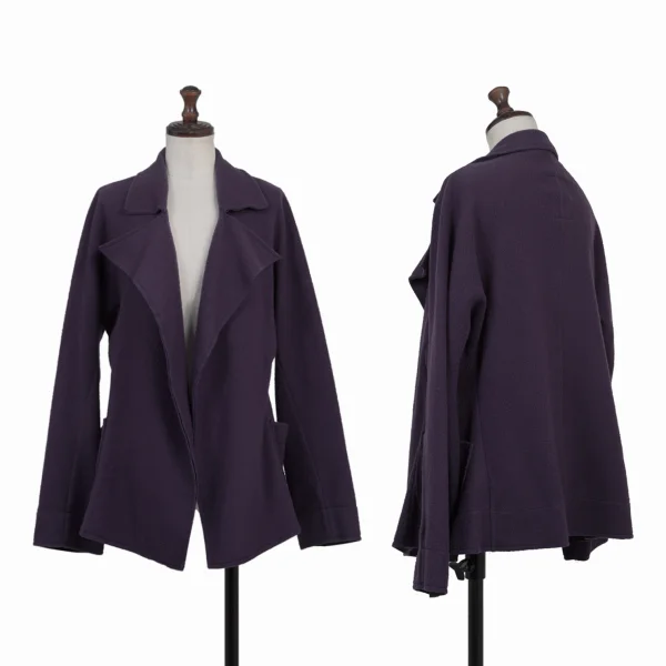 Yohji Yamamoto NOIR Wool Poly Buttonless Fleece Jacket Purple 2 K-175342_001
