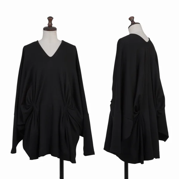 LIMI feu Wool Nylon Gather Design Dolman Top Black S K-175343_001