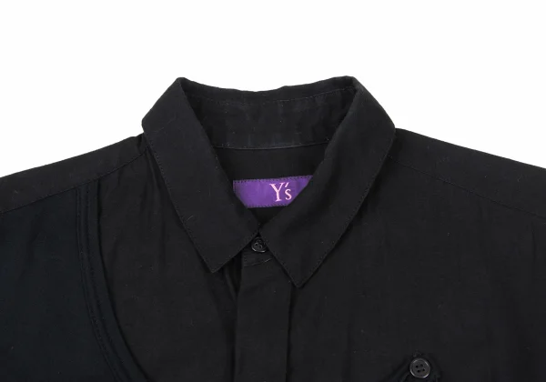 Y's PINK Front Layered Design Short Sleeve Shirt K-175344_006