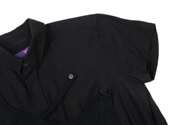 Y's PINK Front Layered Design Short Sleeve Shirt K-175344_010