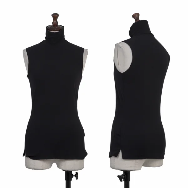 Y's Nylon Stretch Turtle Neck Sleeveless Top Black 3 K-175345_001