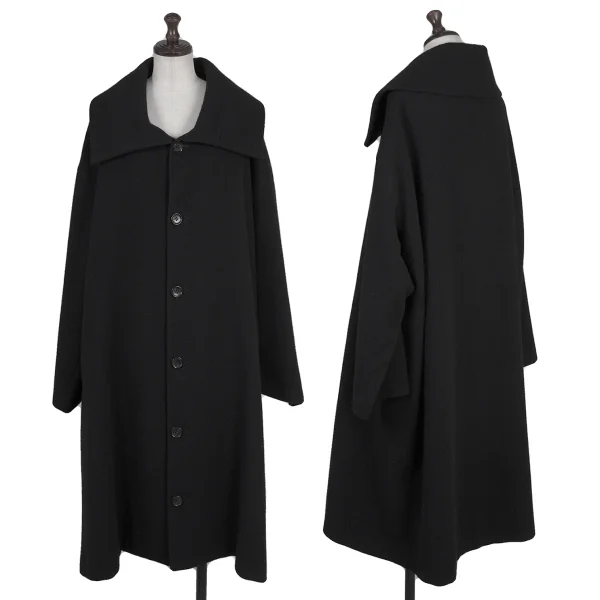 Y's Wool Nylon High Neck Coat Black 3 K-175350_001