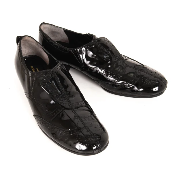 tricot COMME des GARCONS Patent Wingtip Slip-on Shoes Black 24.5(About US 7.5) K-175351_001