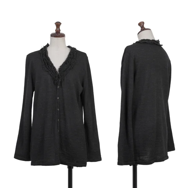45rpm 45R Cutting Frill Wool Cardigan Black 2 K-175356_001