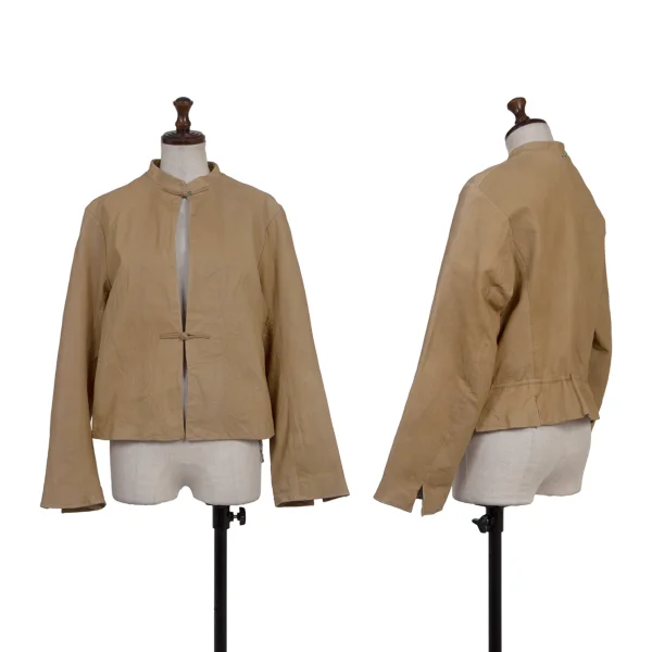 45rpm 45R Chinese Buttons Leather Jacket Camel 3 K-175358_001