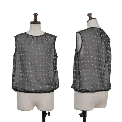 La Mode BALENCIAGA Poly Sheer Dot Sleeveless Top
