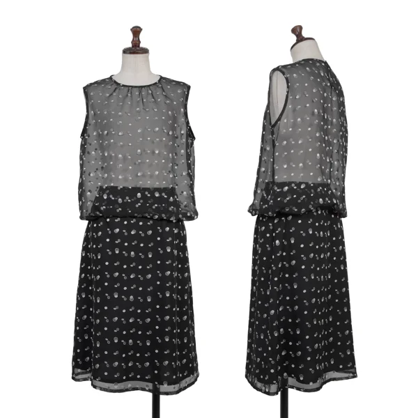 La Mode BALENCIAGA Poly Sheer Dot Sleeveless Top & Skirt Black 40 38 K-175362_001