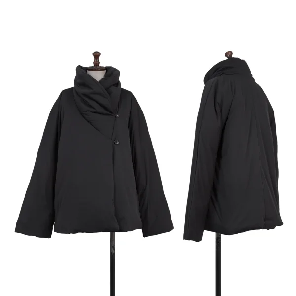 PLEATS PLEASE Padded Zip Shawl Collar Down Jacket Black 4 K-175367_001