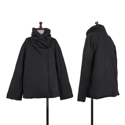PLEATS PLEASE Padded Zip Shawl Collar Down Jacket