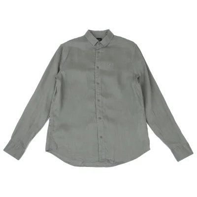 ARMANI EXCHANGE Linen Embroidered Logo Long Sleeve Shirt