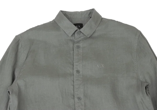 ARMANI EXCHANGE Linen Embroidered Logo Long Sleeve Shirt K-175368_002