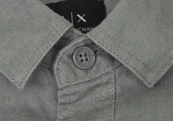 ARMANI EXCHANGE Linen Embroidered Logo Long Sleeve Shirt K-175368_004