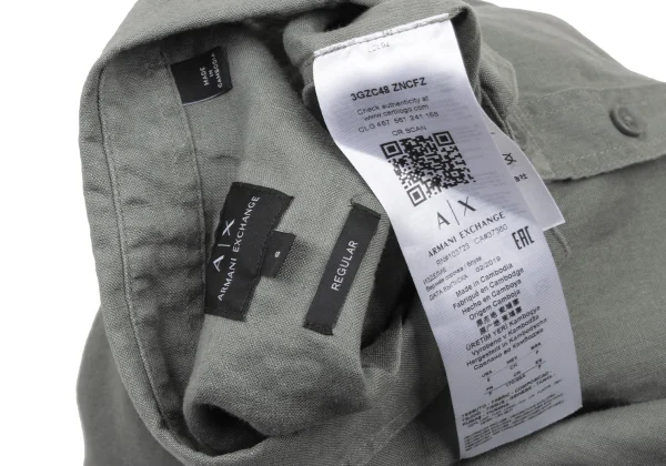 ARMANI EXCHANGE Linen Embroidered Logo Long Sleeve Shirt K-175368_014