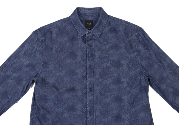 ARMANI EXCHANGE Botanical Print Chambray Long Sleeve Shirt K-175369_002