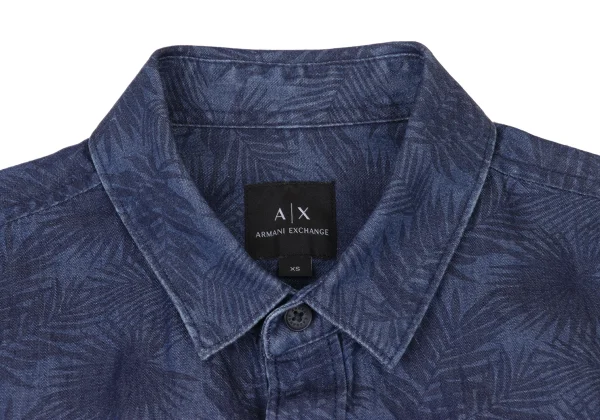 ARMANI EXCHANGE Botanical Print Chambray Long Sleeve Shirt K-175369_003
