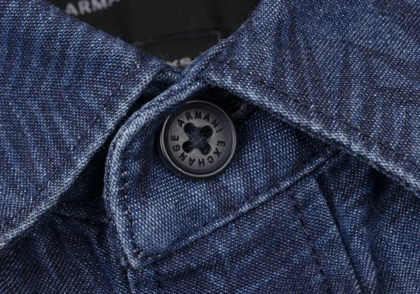 ARMANI EXCHANGE Botanical Print Chambray Long Sleeve Shirt K-175369_004