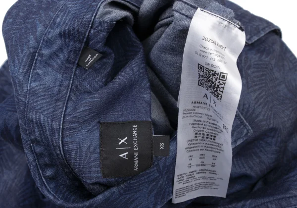 ARMANI EXCHANGE Botanical Print Chambray Long Sleeve Shirt K-175369_016