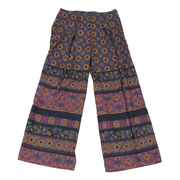 Max Mara WEEKEND LINE Cotton Graphic Print Wide Pants Multi-Color 40 K-175377_001