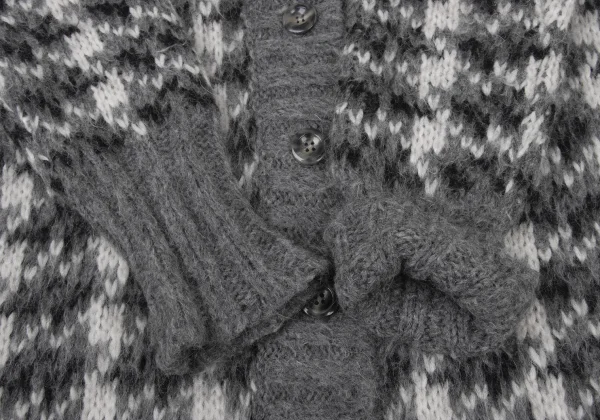 SPORTMAX Mohair Houndstooth Turtleneck Long Knit Cardigan K-175378_007