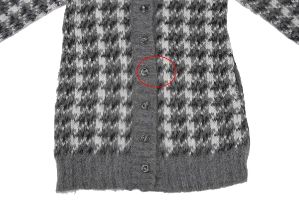 SPORTMAX Mohair Houndstooth Turtleneck Long Knit Cardigan K-175378_008