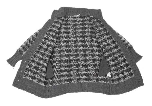 SPORTMAX Mohair Houndstooth Turtleneck Long Knit Cardigan K-175378_012