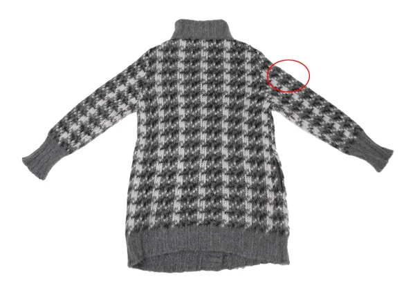 SPORTMAX Mohair Houndstooth Turtleneck Long Knit Cardigan K-175378_013