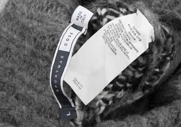 SPORTMAX Mohair Houndstooth Turtleneck Long Knit Cardigan K-175378_018