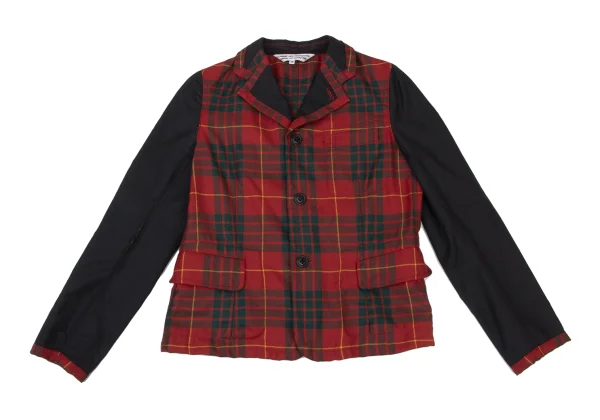 COMME des GARCONS Wool Check Inside-out Sleeve Switching Jacket K-175379_002