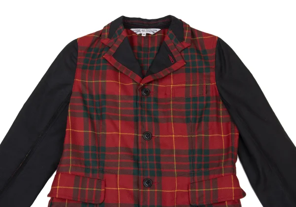 COMME des GARCONS Wool Check Inside-out Sleeve Switching Jacket K-175379_003