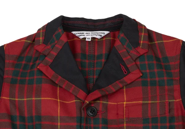 COMME des GARCONS Wool Check Inside-out Sleeve Switching Jacket K-175379_004
