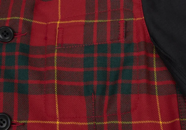 COMME des GARCONS Wool Check Inside-out Sleeve Switching Jacket K-175379_008