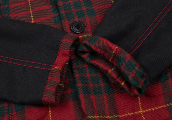 COMME des GARCONS Wool Check Inside-out Sleeve Switching Jacket K-175379_010