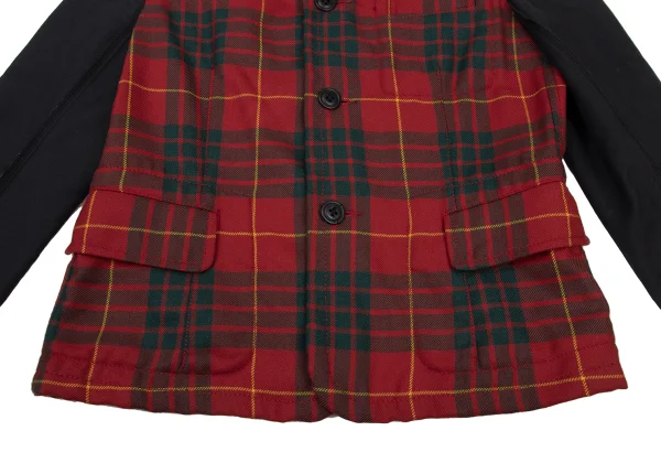 COMME des GARCONS Wool Check Inside-out Sleeve Switching Jacket K-175379_011