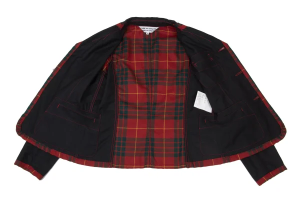 COMME des GARCONS Wool Check Inside-out Sleeve Switching Jacket K-175379_014