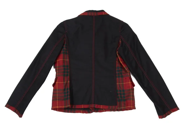 COMME des GARCONS Wool Check Inside-out Sleeve Switching Jacket K-175379_015