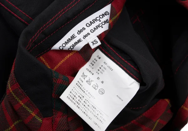 COMME des GARCONS Wool Check Inside-out Sleeve Switching Jacket K-175379_019