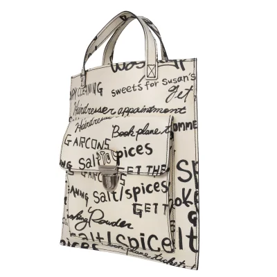 COMME des GARCONS Message Printed Leather Tote Bag